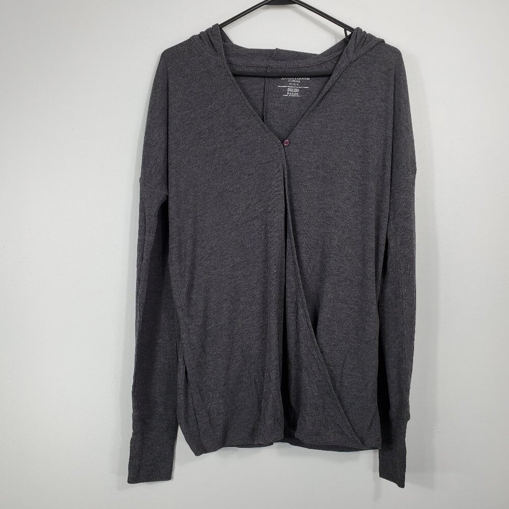Maternity Top Motherhood Nursing Hooded Sweater Grey Lighter Fabric Size M EUC
